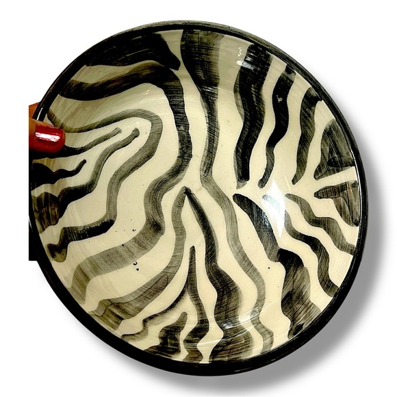 Zebra & Brown Giraffe Dip Chip Bowl Set Pottery Bowls from my Clay Studio NEW - Picture 12 of 15